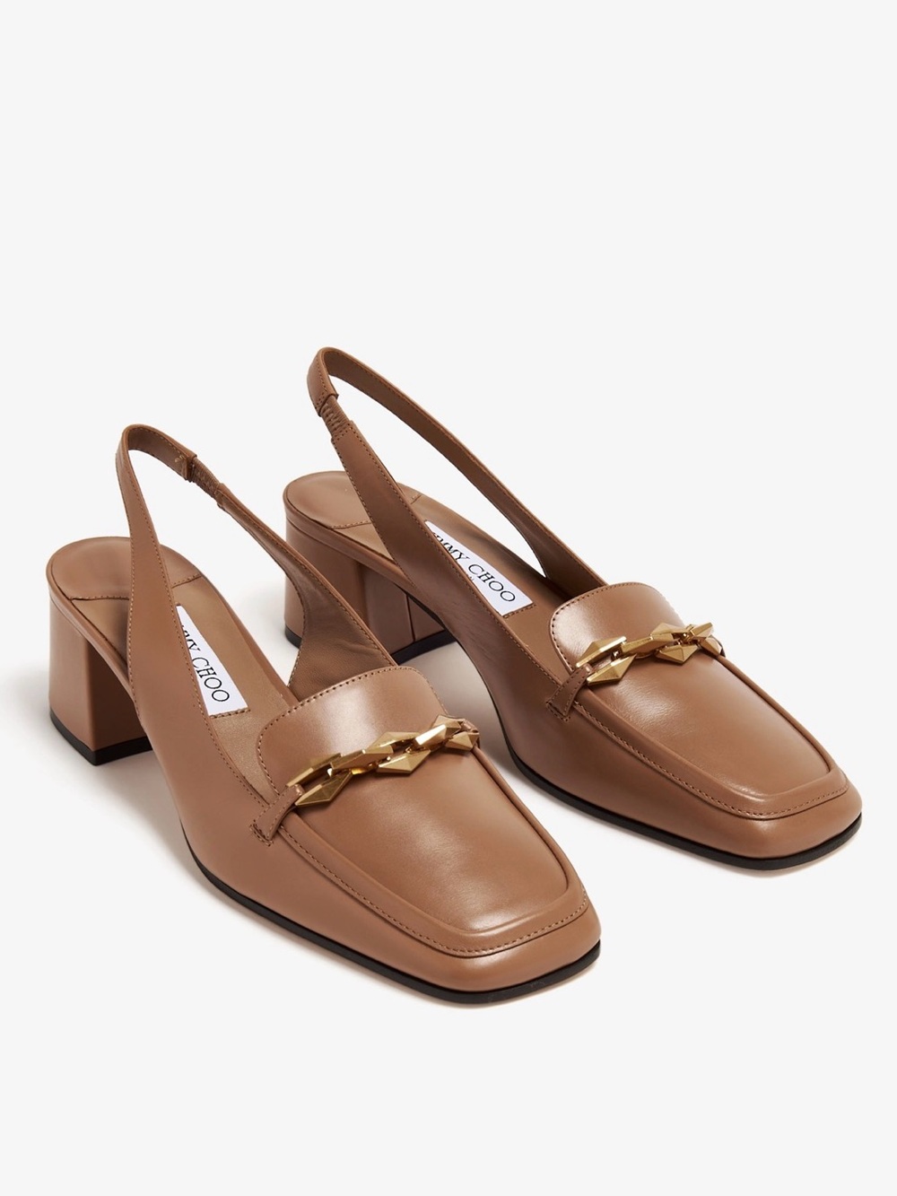 Jimmy Choo Diamond Tilda 45 Tan Leather Slingback Pumps EU 38